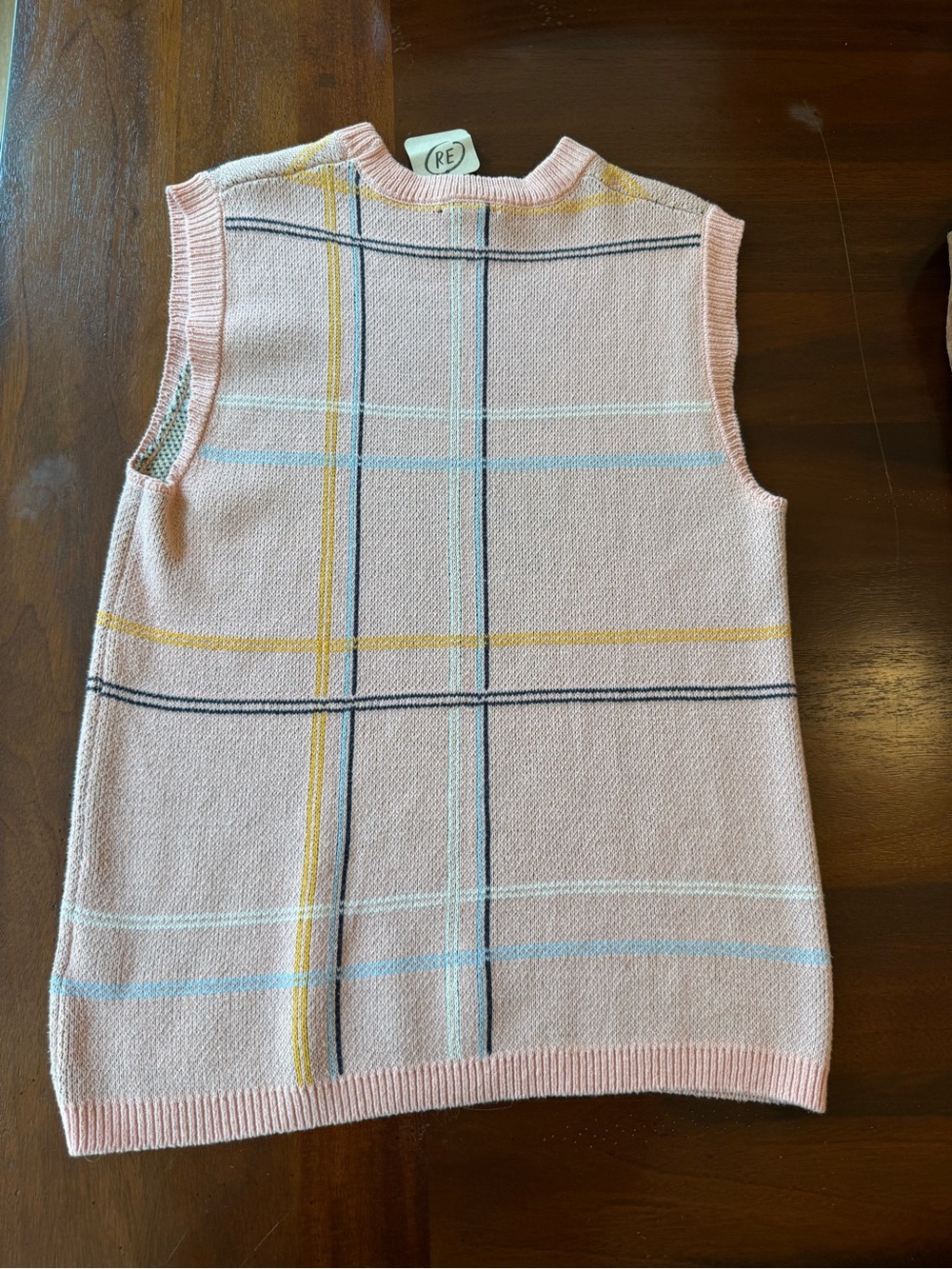 Callahan Pink Plaid Sleeveless V-Neck Sweater Vest
